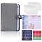 A6 Irridescent Imitation Leather Budget Binders, with  PVC Binder Pockets, Budget Form, Sticker, Gray, 190x133x37mm