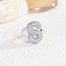 Brass Micro Pave Clear Cubic Zirconia Cuff Rings, Platinum, Letter S, Inner Diameter: Adjustable