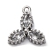 304 Stainless Steel Cubic Zirconia Pendants, Clear, 11.5x10.5x2.5mm, Hole: 1.2mm