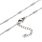 Non-Tarnish 304 Stainless Steel Cable Chain Necklaces, with Tube Beads and Lobster Claw Clasps, Stainless Steel Color, 16 inch(40.5cm)