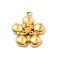304 Stainless Steel Pendants, Flower Charm, with Jump Ring, Golden, 27x24.5x6.5mm, Hole: 2.5mm
