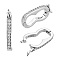 Anti-Tarnish 3Pcs Sterling Silver Cubic Zirconia Twister Clasps, with 925 Stamp, Platinum, 15x7x2.5mm