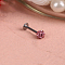 316L Surgical Stainless Steel with Clay Rhinestone, Stainless Steel Color, Round, Rose, 8mm, Pin: 1.2mm, Head: 4mm