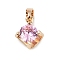 Brass Micro Pave Cubic Zirconia Pendants, Rhombus Charms, Long-Lasting Plated, Lead Free & Cadmium Free, Plum, 14.5x12.5x7.5mm, Hole: 4.5x3mm