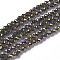 Natural Pyrite Beads Strands, Faceted, Round, 3.5~4x4mm, Hole: 0.4mm, about 98~105pcs/strand, 15.9~16.6 inch(40.4~42.2cm)