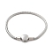 304 Stainless Steel Bracelets, European Style Jewelry Making, Round, 180~200mm, flat round: 10x7mm