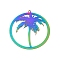201 Stainless Steel Etched Metal Embellishments Pendants, Rainbow Color, Coconut Tree, 37x35x0.3mm, Hole: 1.4mm