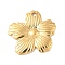 304 Stainless Steel Pendants, Ion Plating(IP), Flower Charm, Real 14K Gold Plated, 17x16.5x1.5mm, Hole: 1.4mm