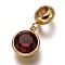 304 Stainless Steel European Dangle Charms, Large Hole Pendants, with Resin, Flat Round, Golden, Red, 21mm, Hole: 4.5mm, Pendant: 12.5x10x5.5mm