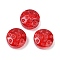 Transparent Glass Beads, Flat Round with Moon & Star, Baking Paint, Red, 13x6mm, Hole: 1mm