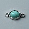 Opaque Resin Pendants, Imitation Gemstone, Half Round Charms, with Alloy Findings, Antique Silver, 16.5x8.5x4.5mm, Hole: 1.6mm