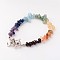 Chakra Jewelry, Natural Mixed Gemstone Beaded Bracelets, with Heart Alloy Toggel Clasp and Brass Findings, Om Symbol, 7-5/8 inch(19.5cm)