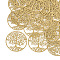 430 Stainless Steel Filigree Pendants, Spray Painted, Etched Metal Embellishments, Flat Round with Tree of Life, Goldenrod, 35x0.3mm, Hole: 1.6mm