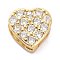 Brass Micro Pave Clear Cubic Zirconia Slide Charms, Heart, Golden, 10x10x4.5mm, Hole: 8x1mm and 1.3x1.2mm