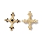 Alloy Chandelier Component Links, with Rhinestone & Glass & ABS Imitation Pearl, Cadmium Free & Nickel Free & Lead Free, Cross, Black, 36x29.5x4mm, Hole: 1.5mm & 2mm