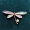 Dragonfly Alloy Rhinestone Brooches, with Fresh Water Pearl, Colorful, 73x40mm