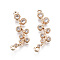 Brass Micro Pave Clear Cubic Zirconia Links Connectors, Long-Lasting Plated, Cadmium Free & Lead Free, Light Gold, 23x8x2mm, Hole: 1mm