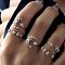 5Pcs Moon & Flower Alloy with Crystal Rhinestone Cuff Rings, Platinum, Inner Diameter: 16~17mm