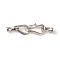 Brass Micro Pave Clear Cubic Zirconia Fold Over Clasps, Cadmium Free & Nickel Free & Lead Free, Platinum, 47mm, Hole: 4mm