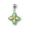 Dyed Synthetic Imperial Jasper & Glass Seed Beaded Star European Dangle Charms, Large Hole Pendants, with Brass Bails, Antique Silver, Lime Green, 43.5mm, Hole: 4.8mm