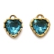 304 Stainless Steel Pendants, with Cubic Zirconia, Heart, Dark Turquoise, 6.5x5.5x3.5mm, Hole: 1mm