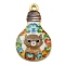 Alloy Pendant, Lead Free & Cadmium Free & Nickel Free, Lamp Bulb with Cat Shape, Camel, 28x17x1.5mm, Hole: 1.8mm