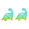 Acrylic Pendants, Glitter Powder, Gradient Color, Dinosaur, Cyan, 29.5x25x3.5mm, Hole: 1.3mm