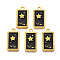 Rack Plating Golden Alloy Enamel Pendants, Cadmium Free & Lead Free, Rectangle with Star, Black, 23x12x2mm, Hole: 2mm
