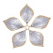 Alloy Big Pendants, with Polyester Thread, Leaf, Golden, Light Grey, 55~56x33~34x2mm, Hole: 2mm