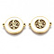 304 Stainless Steel Enamel Links Connectors, Laser Cut, Flat Round with Fleur De Lis, White, Golden, 14.5x18.5x2mm, Hole: 1.2mm