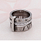 Roman Numerals 304 Stainless Steel & Crystal Rhinestone Finger Rings, Stainless Steel Color, US Size 8(18.1mm)