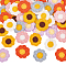 60Pcs 6 Colors Two Tone Polyester Knitted Appliques, Flower, Mixed Color, 31x33x2mm, 10pcs/color