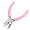 45# Carbon Steel Jewelry Pliers, Flat Nose Pliers, Nylon Jaw Pliers, Ferronickel, Pink, 132x93x10.5mm