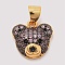 Rack Plating Brass Micro Pave Cubic Zirconia Charms, Cadmium Free & Lead Free, Real 18K Gold Plated, Long-Lasting Plated, Bear Head Charm, Pink, Real 18K Gold Plated, 11.5x12x5mm, Hole: 3.5mm