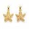 Brass Pendants, Cadmium Free & Lead Free, Starfish Charms, Real 18K Gold Plated, 16.5x14x3.5mm, Hole: 4.5x2mm