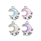 Alloy Glass Pendants, Moon, with Rhinestone & ABS Imitation Pearl Beads, Rack Plating, Cadmium Free & Nickel Free & Lead Free, Platinum, 18.5x13.5x4mm, Hole: 1.8mm