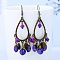 Ethnic Style Alloy Acrylic Dangle Earrings, with CCB, Teardrop, Antique Bronze, Slate Blue, 60x30mm