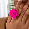 Flower Alloy with Plastic Pearl Finger Rings for Women, Deep Pink, Inner Diameter: 17mm
