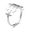 Non-Tarnish 304 Stainless Steel Hollow Out Rectangle Adjustable Ring for Women, Stainless Steel Color, US Size 6 1/4(16.7mm)