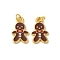 Alloy Enamel Pendants, Cadmium Free & Lead Free, with Rhinestone, Lovely Christmas Gingerbread Man, Nice for Holiday Jewelry Making, Golden Color, Brown, about 11mm wide, 22mm long,1.5mm thick, hole:3mm
