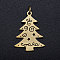 201 Stainless Steel Pendants, with Unsoldered Jump Rings, Christmas Tree, Golden, 23.5x17.5x1mm, Hole: 3mm, Jump Ring: 5x0.8mm
