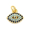 Real 18K Gold Plated Rack Plating Brass Micro Pave Cubic Zirconia Pendants Charms, Long-Lasting Plated, Lead Free & Cadmium Free, Horse Eye, 8.5x10x3mm, Hole: 3mm