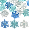 SUNNYCLUE 1 Box 30Pcs Mini Snowflake Ornaments Resin Christmas Charms Bulk Multi Size Transparent Blue Winter Charm Decoration Snow Cabochons for Album Embellishment Scrapbook Phone Tree DIY Decor