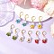 5Pair Brass Round Leverback Earrings, with ABS Plastic Imitation Pearl and Synthetic Turquoise, Mixed Color, 35x10mm