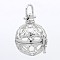 Round Brass Hollow Cage Pendants, For Chime Ball Pendant Necklaces Making, Cadmium Free & Nickel Free & Lead Free, Platinum, 38x24mm, Hole: 5x5.5mm, 21mm inner diameter