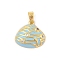 Brass Micro Pave Cubic Zirconia Pendants, Cadmium Free & Nickel Free & Lead Free, with Enamel, Shell Charms, Real 18K Gold Plated, Light Sky Blue, 14x16x4mm, Hole: 5x3mm