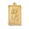 Ion Plating(IP) 304 Stainless Steel Pendants, Rectangle with Flower Charm, Real 18K Gold Plated, 25.5x14.5x3mm, Hole: 1.6mm