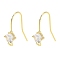 Brass Micro Pave Cubic Zirconia Earrings Findings, Real 18K Gold Plated, Rhombus, 17.5x6.5mm, Hole: 1mm, Pin: 0.8mm