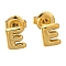 304 Stainless Steel Stud Earrings, Real 14K Gold Plated, Letter E, 7x5.5mm