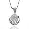Real Platinum Plated Eco-Friendly Tin Alloy Czech Rhinestone Shell Pendant Necklaces, 18 inch